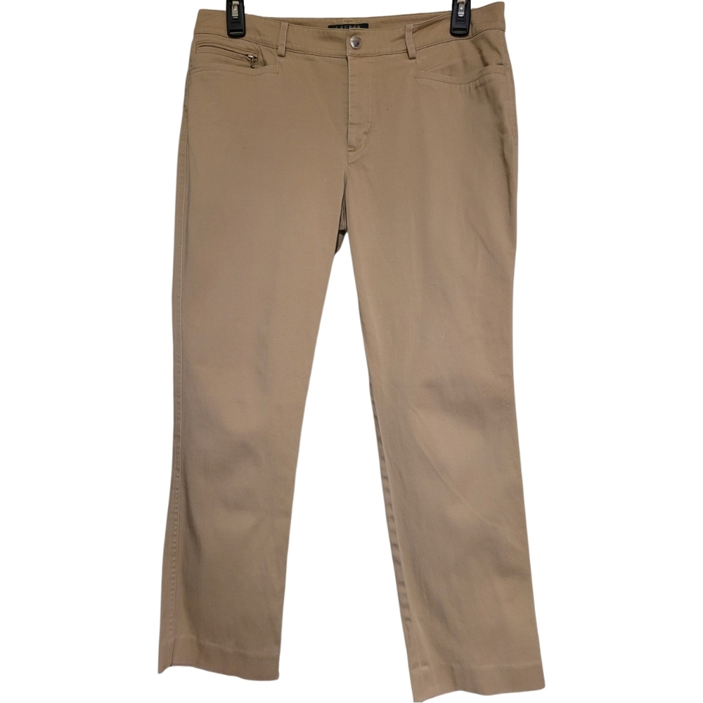 Lauren Ralph Lauren Khaki 'Riding' Pants  Straight Womens 12 Tan Brown Stretch
